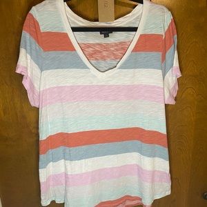 Torrid Multi-Colored Striped Classic Fit Tee